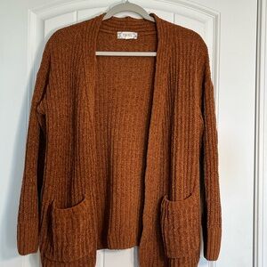 Pink Rose Cinnamon Open-Front Cardigan